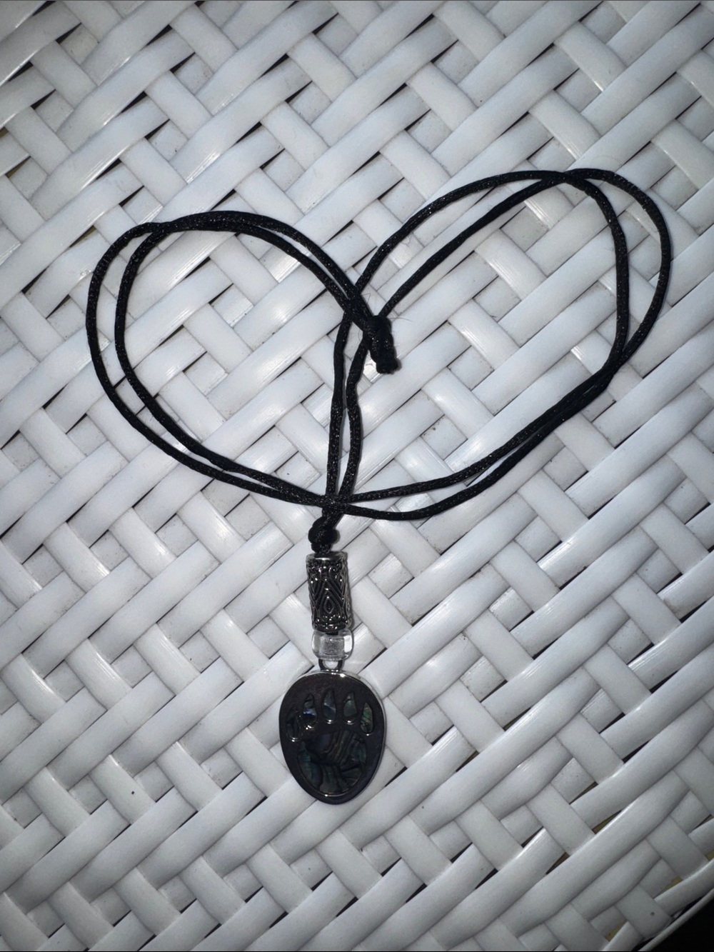 Black Cord Necklace with Paw Print Pendant